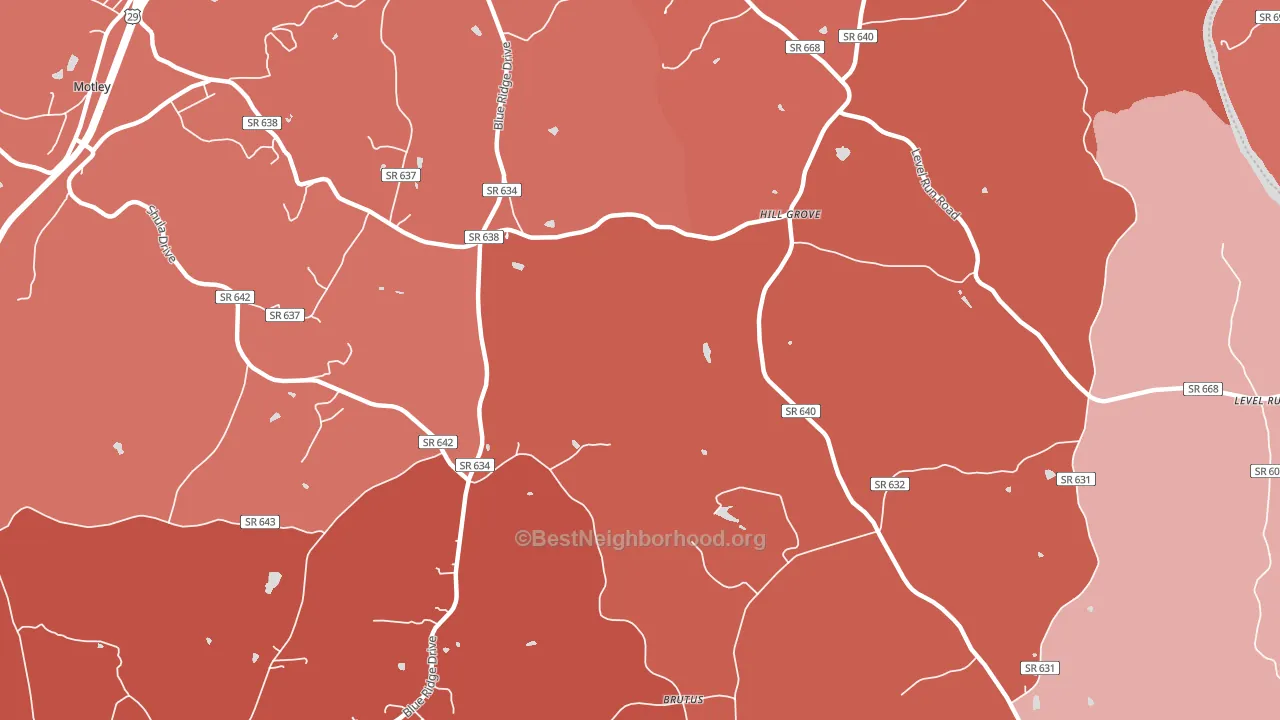 Level Run, VA block-group political-lean map
