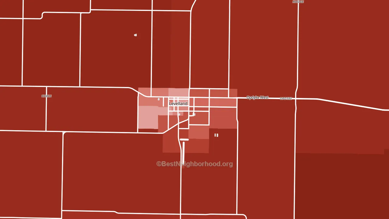 Levelland, TX block-group political-lean map