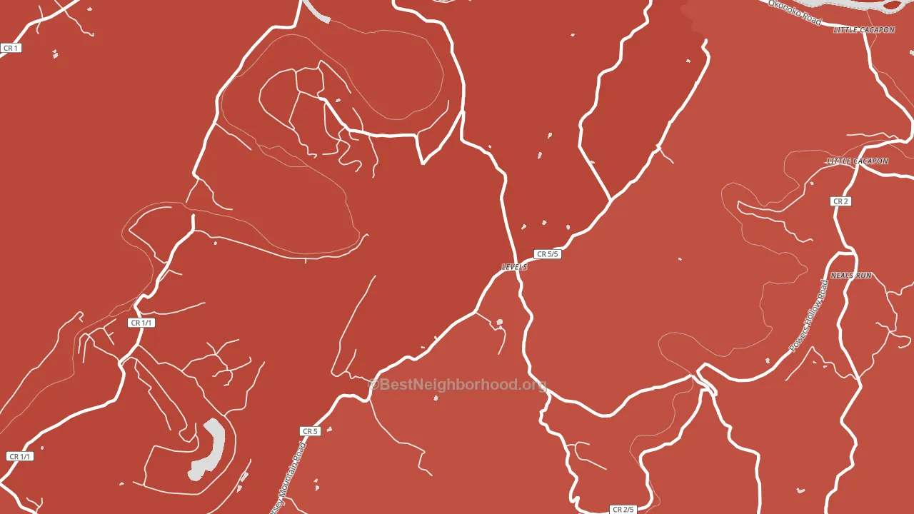Levels, WV block-group political-lean map