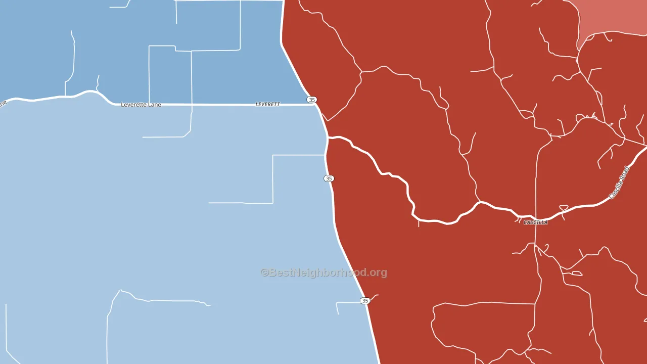 Leverett, MS block-group political-lean map