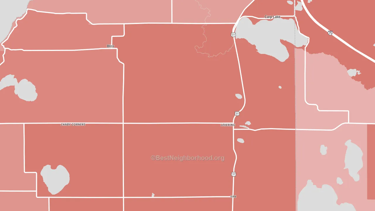 Levering, MI block-group political-lean map