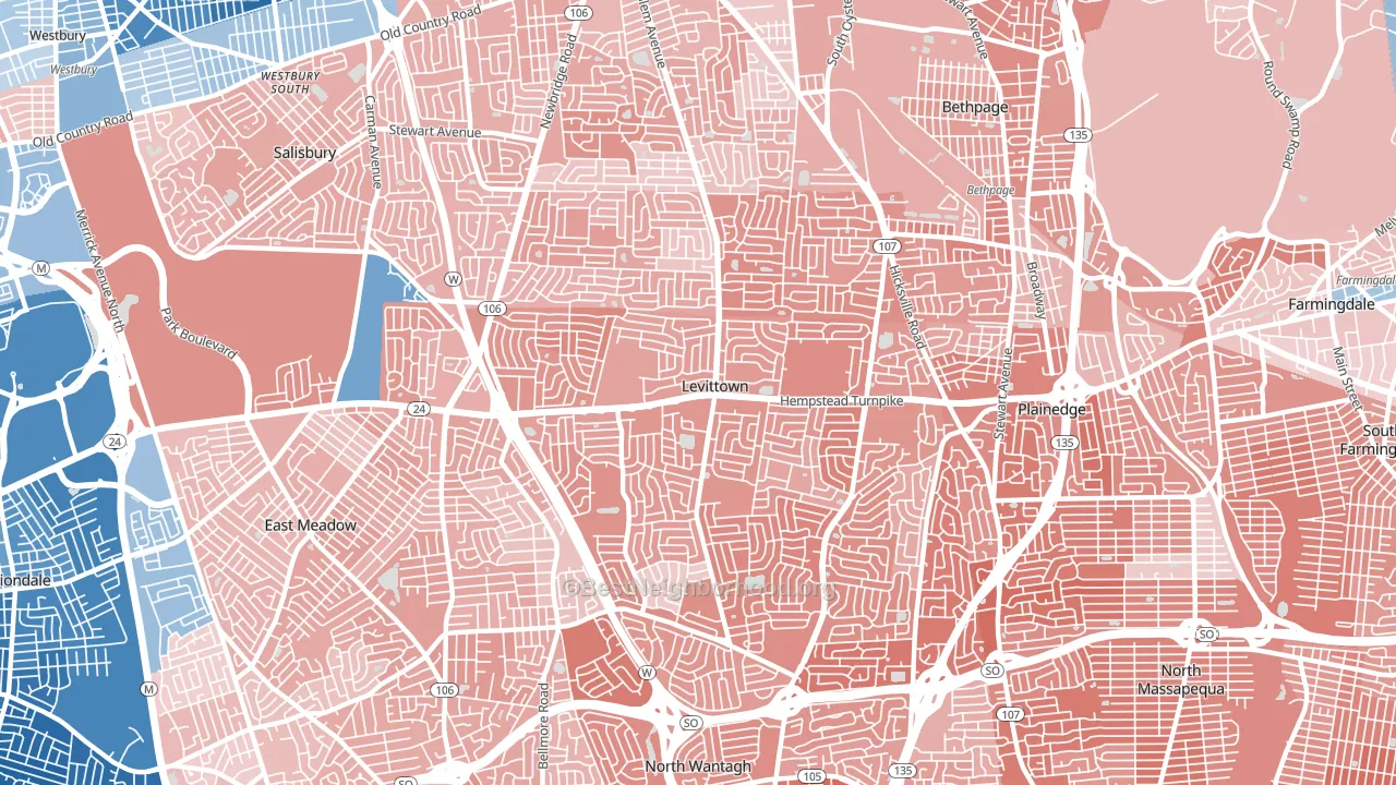 Levittown, NY block-group political-lean map