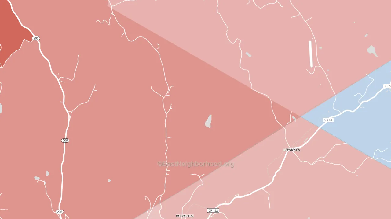 Lewbeach, NY block-group political-lean map