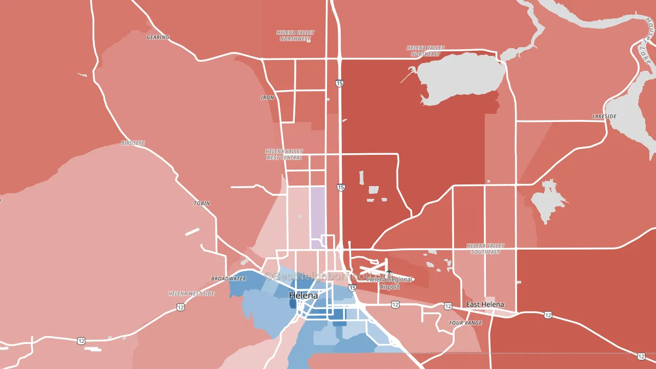 Lewis and Clark County, MT block-group political-lean map
