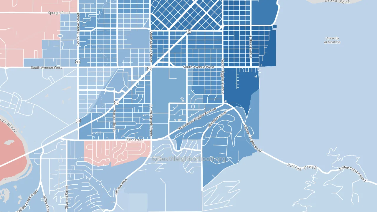 Lewis and Clark, Missoula, MT block-group political-lean map