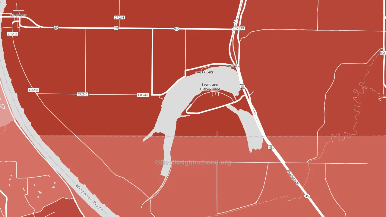 Lewis and Clark Village, MO block-group political-lean map