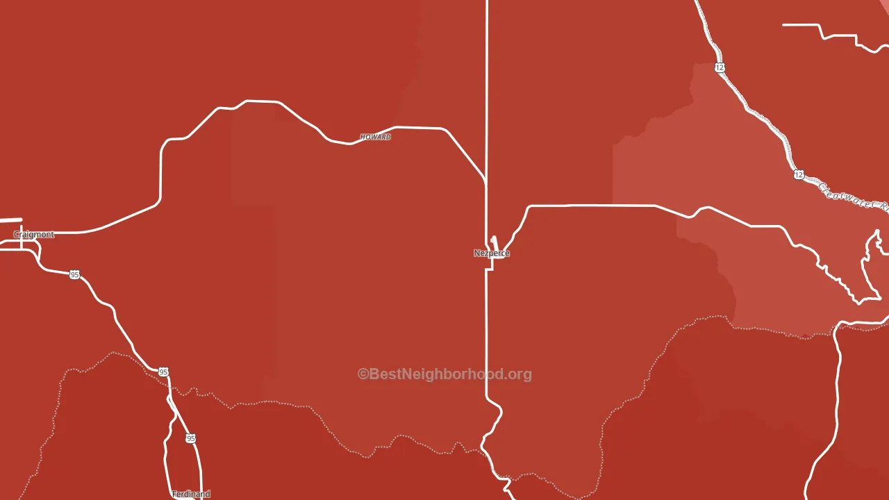 Lewis County, ID block-group political-lean map