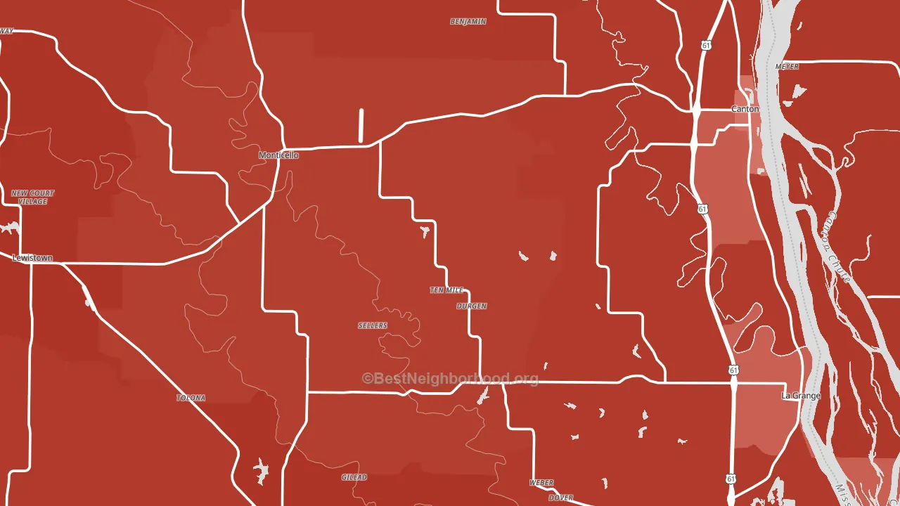 Lewis County, MO block-group political-lean map