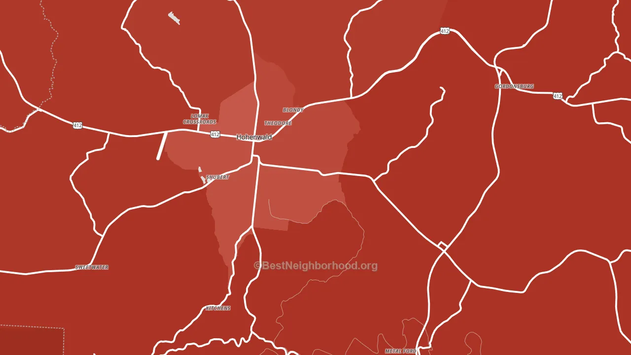 Lewis County, TN block-group political-lean map