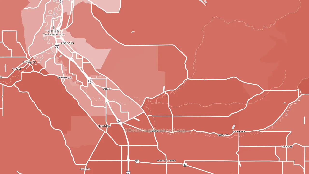 Lewis County, WA block-group political-lean map