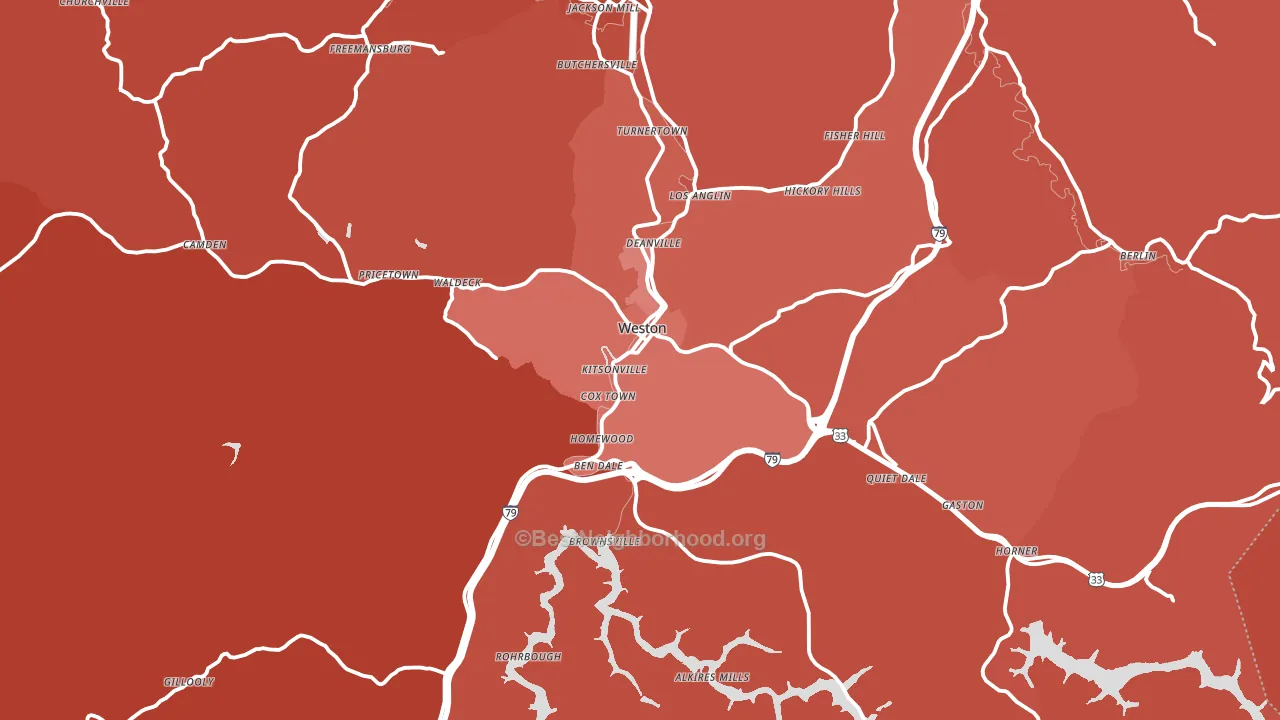 Lewis County, WV block-group political-lean map