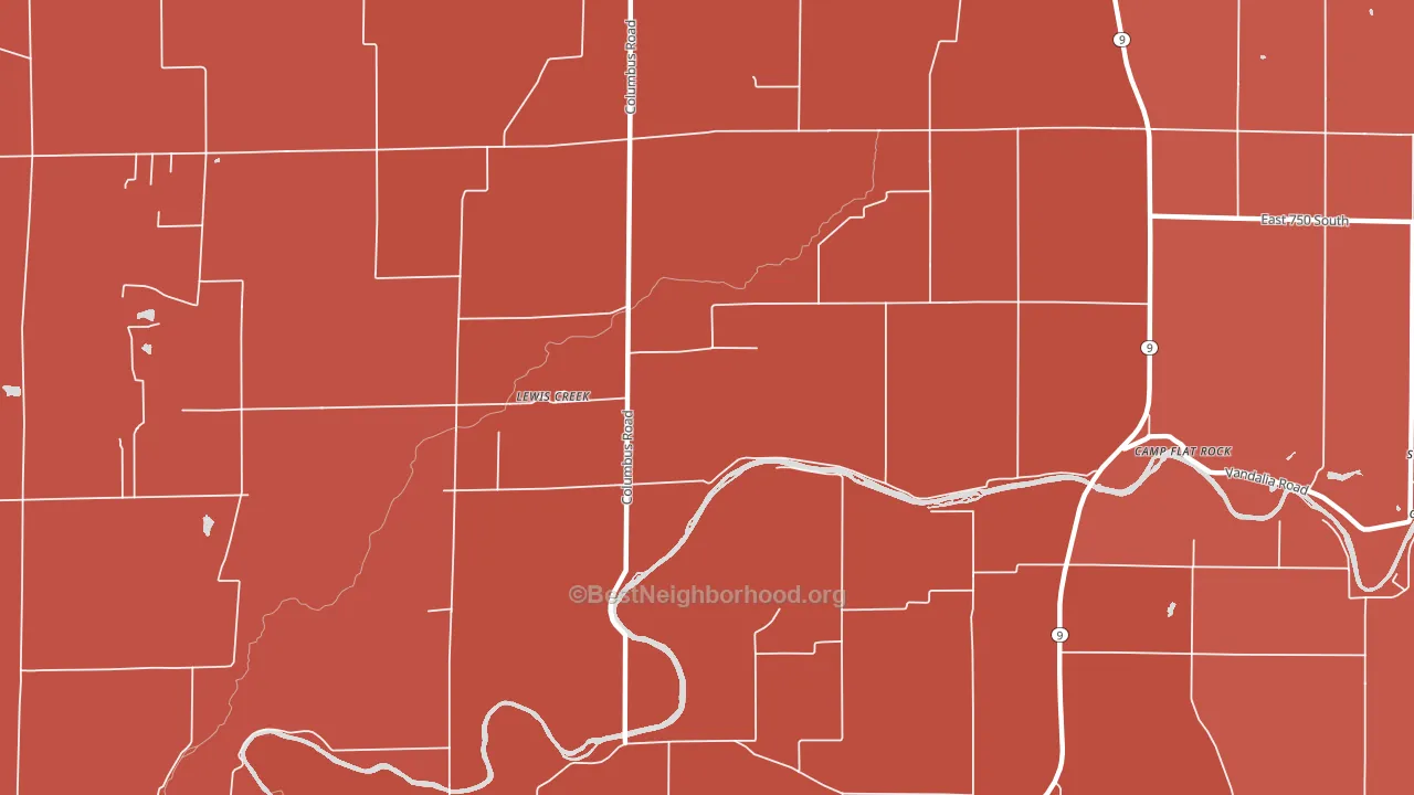 Lewis Creek, IN block-group political-lean map