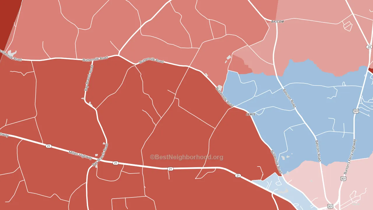 Lewis, GA block-group political-lean map