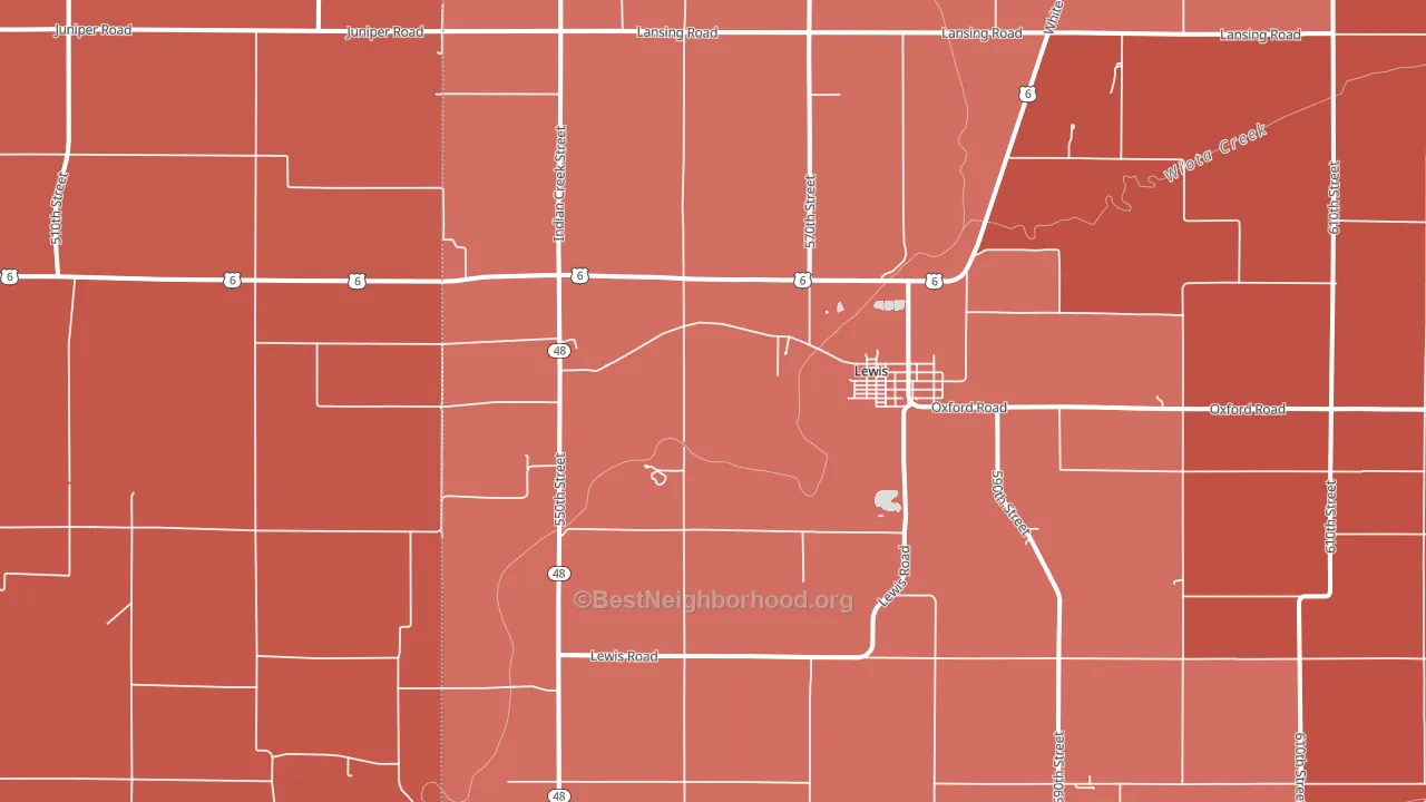 Lewis, IA block-group political-lean map