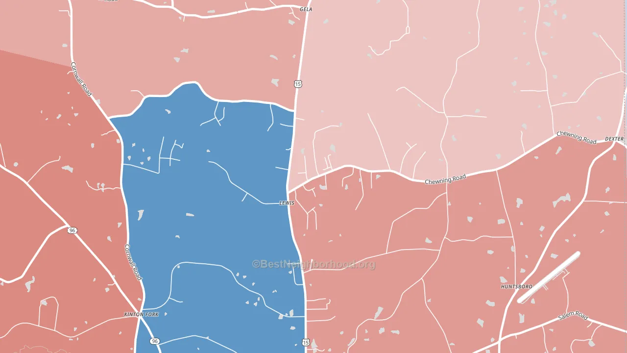 Lewis, NC block-group political-lean map