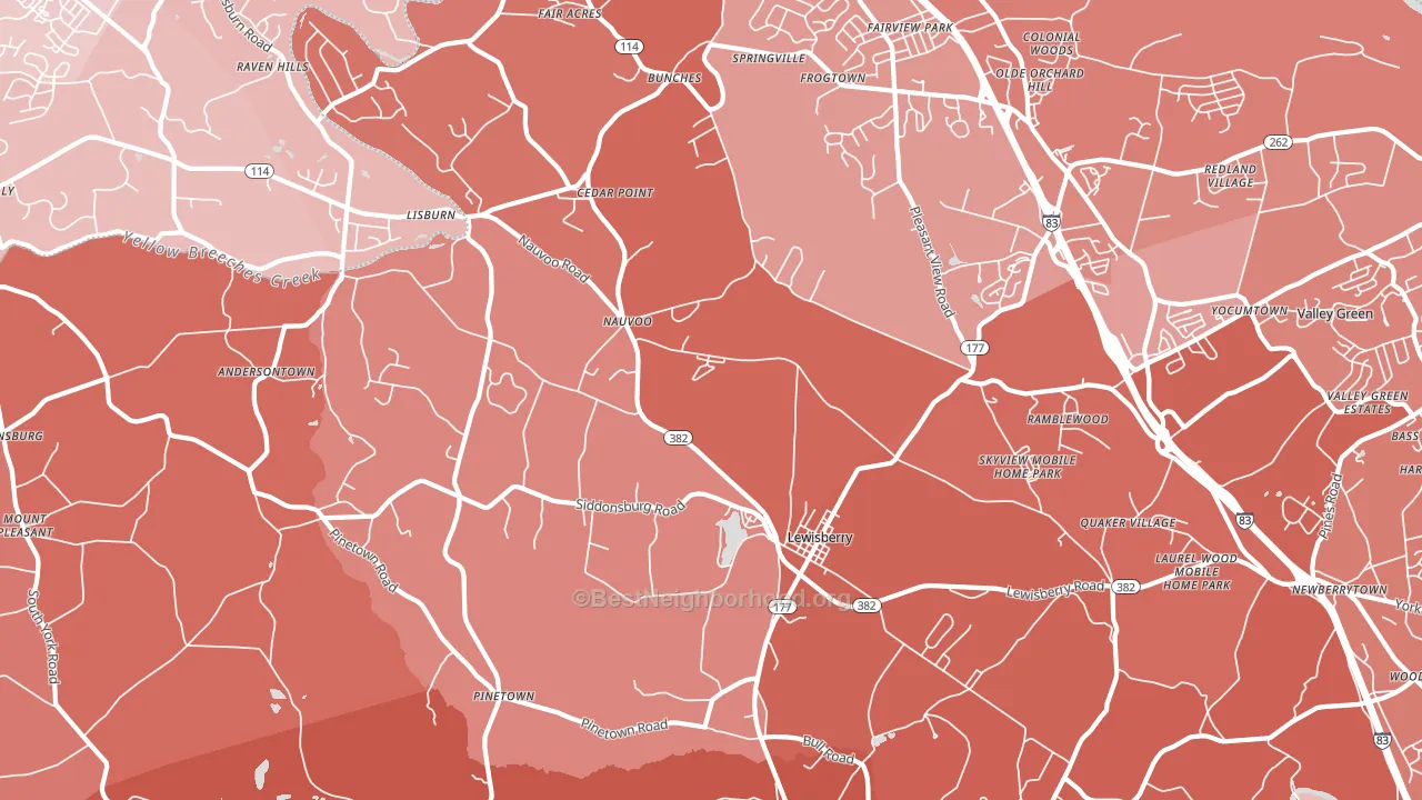 Lewisberry, PA block-group political-lean map