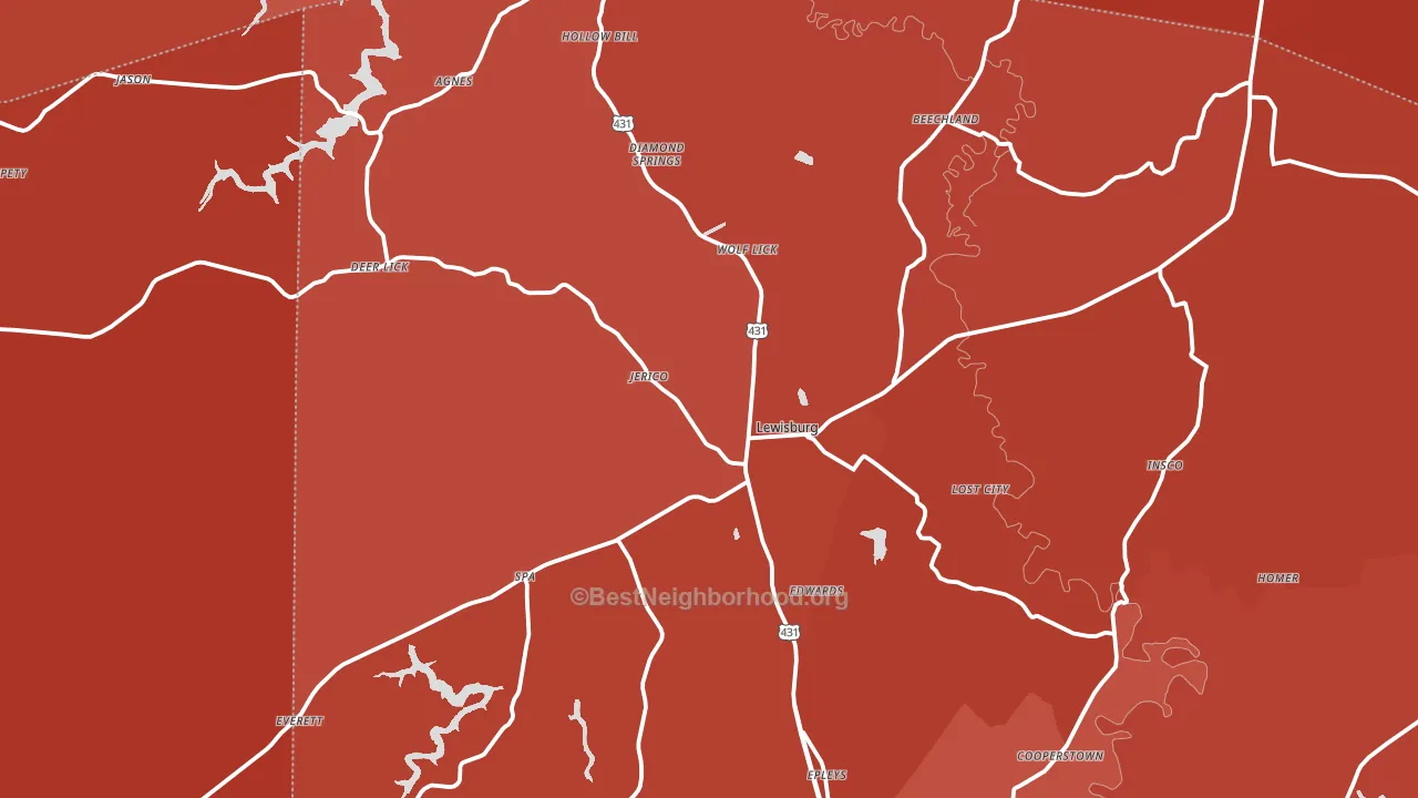 Lewisburg, KY block-group political-lean map
