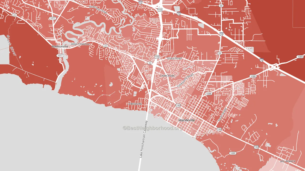 Lewisburg, LA block-group political-lean map