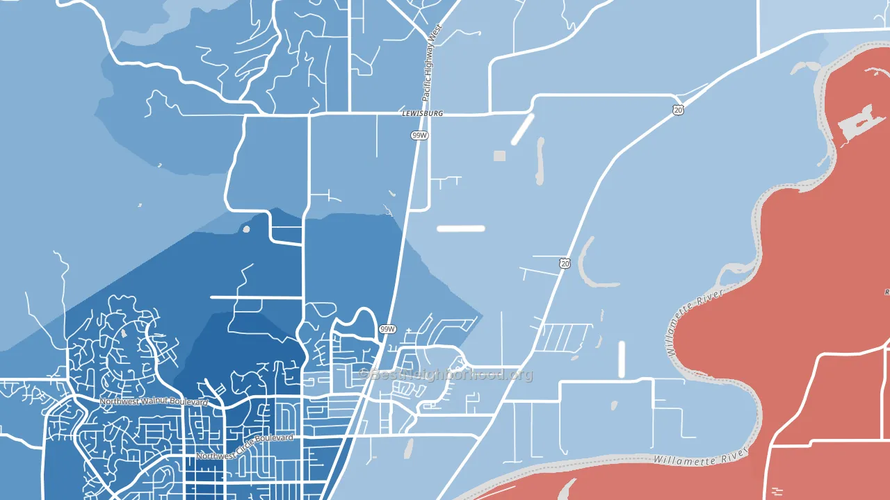 Lewisburg, OR block-group political-lean map