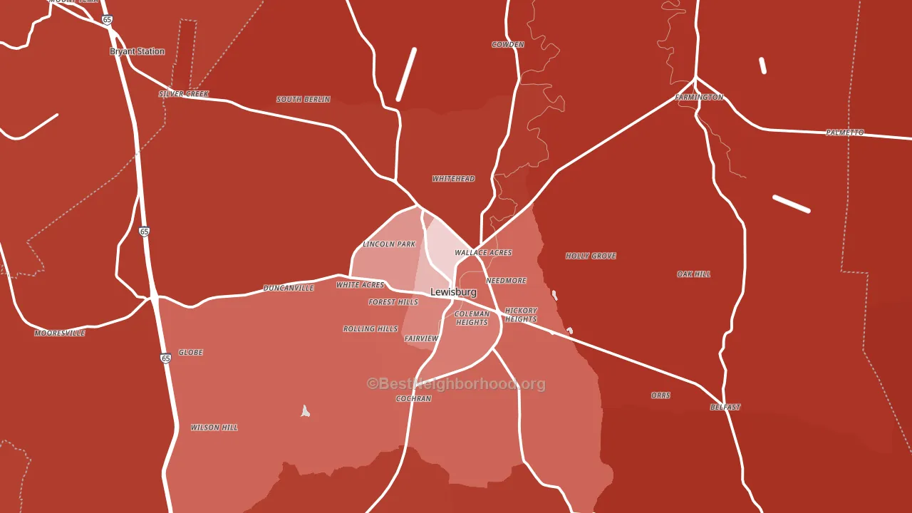 Lewisburg, TN block-group political-lean map