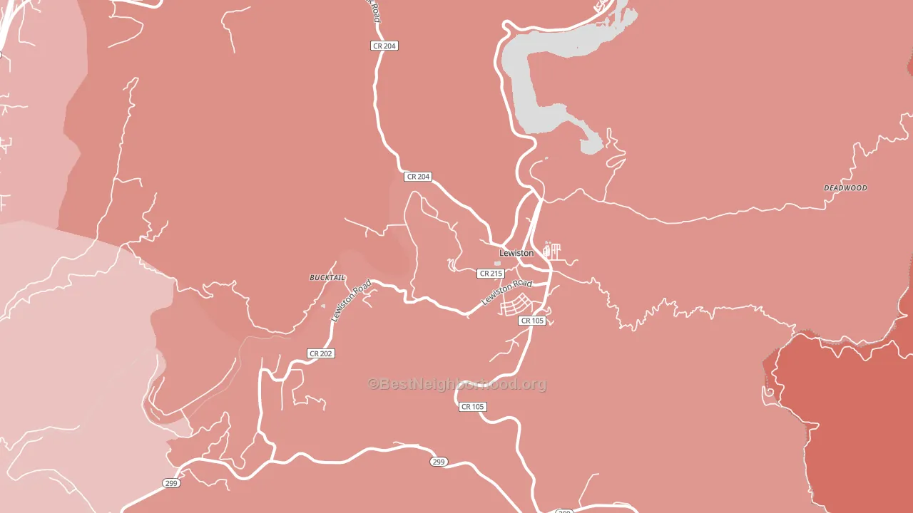 Lewiston, CA block-group political-lean map