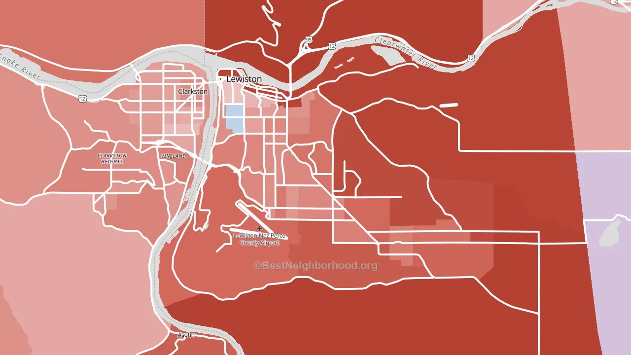 Lewiston, ID block-group political-lean map