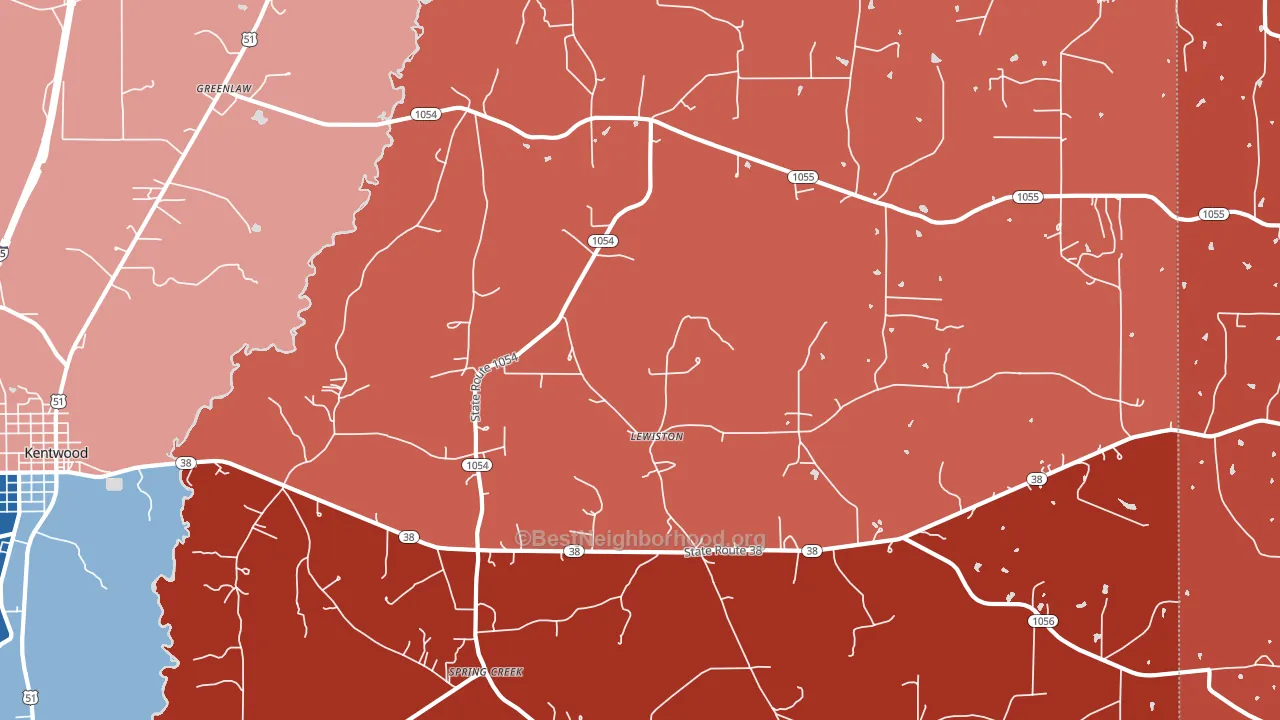 Lewiston, LA block-group political-lean map