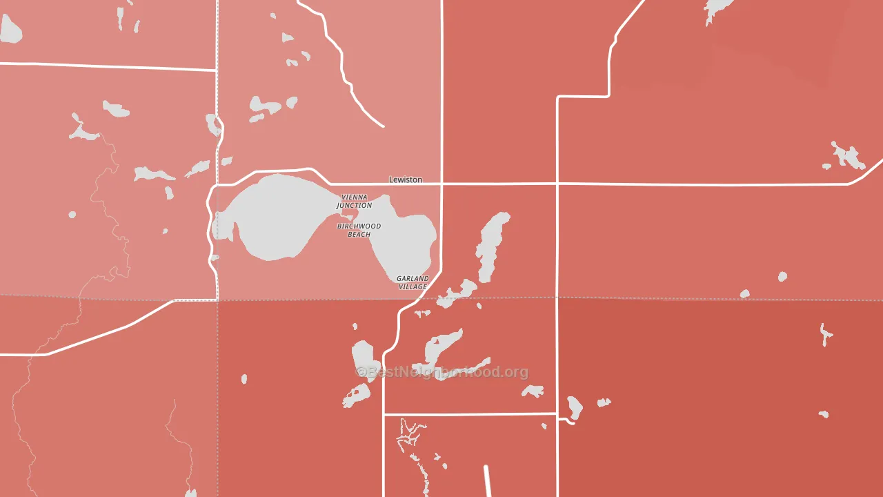 Lewiston, MI block-group political-lean map
