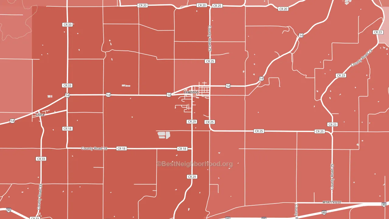 Lewiston, MN block-group political-lean map