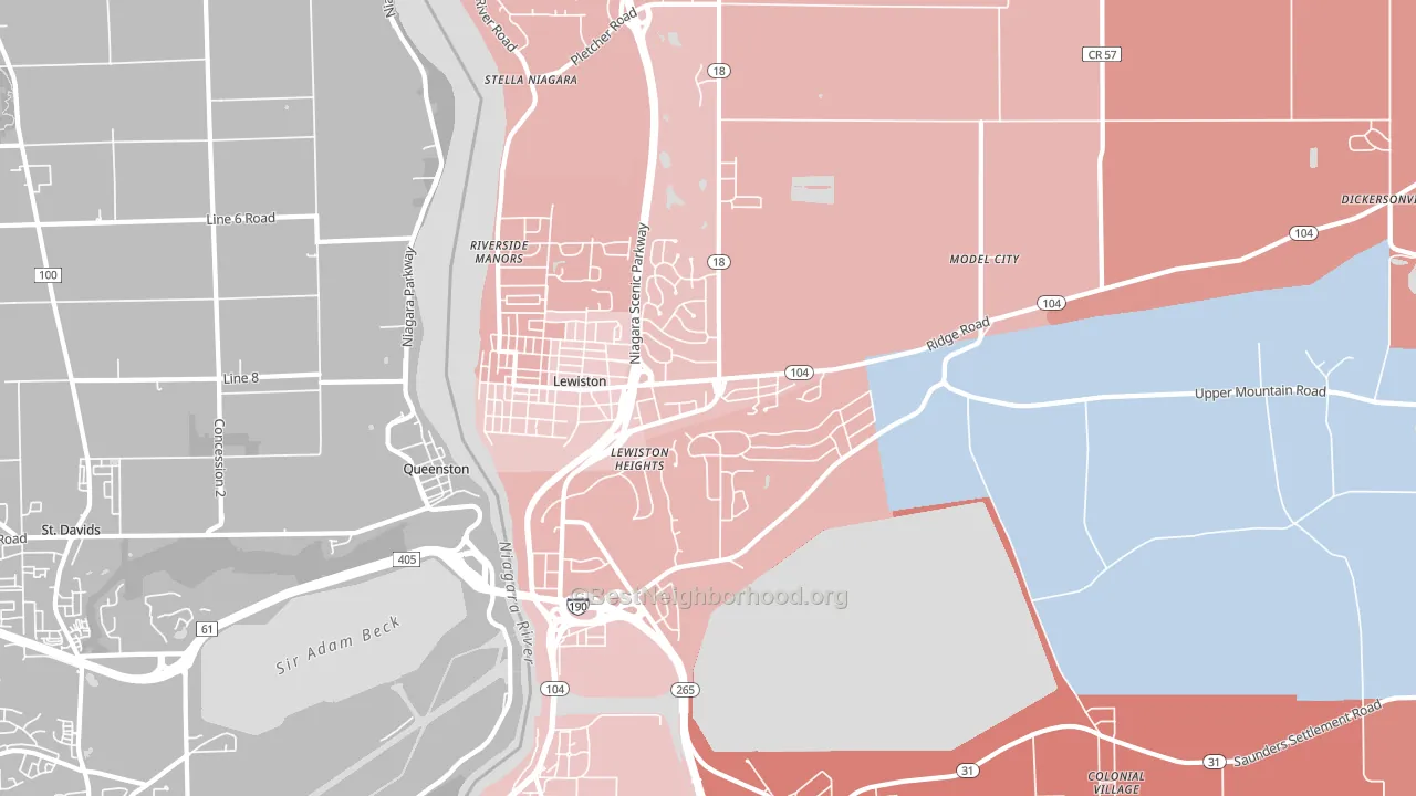 Lewiston, NY block-group political-lean map
