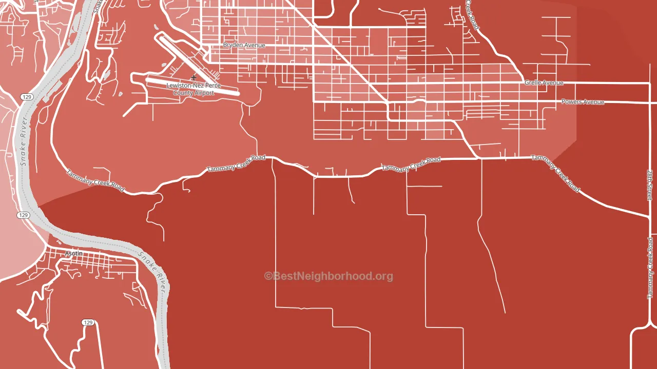 Lewiston Orchards, ID block-group political-lean map