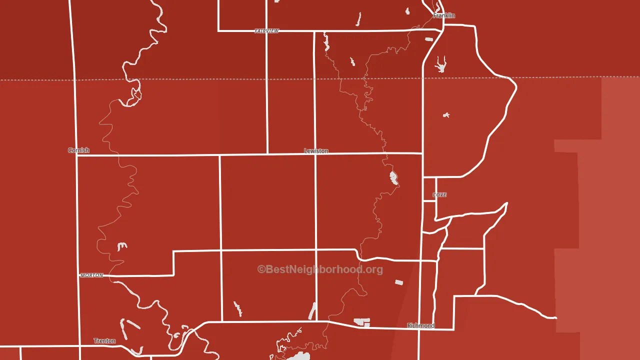 Lewiston, UT block-group political-lean map