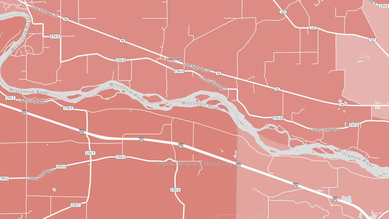 Lewiston, WI block-group political-lean map