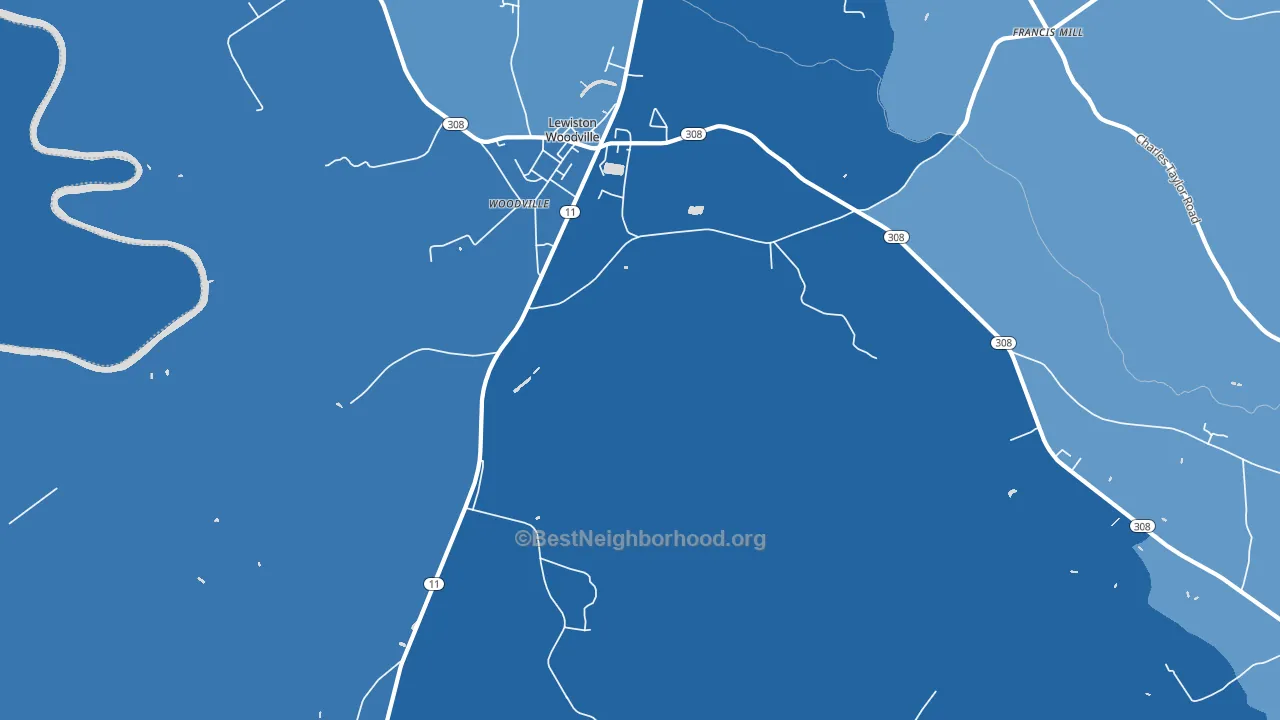 Lewiston Woodville, NC block-group political-lean map