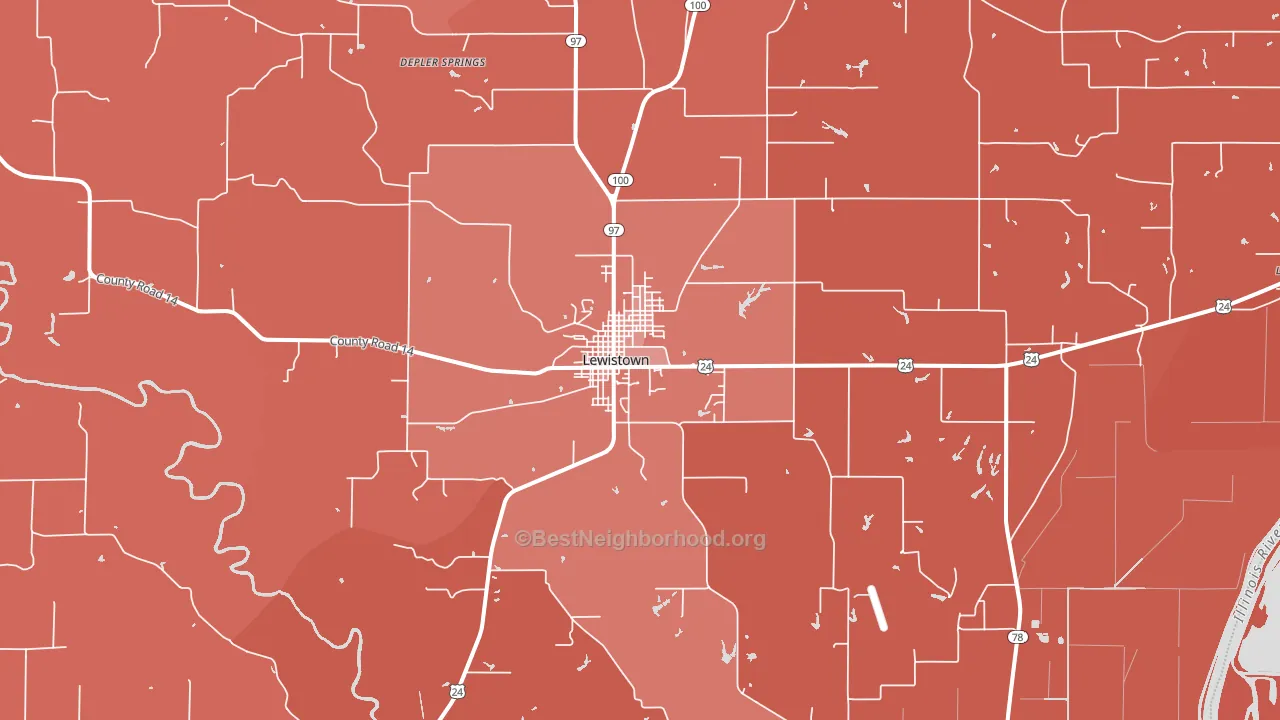 Lewistown, IL block-group political-lean map