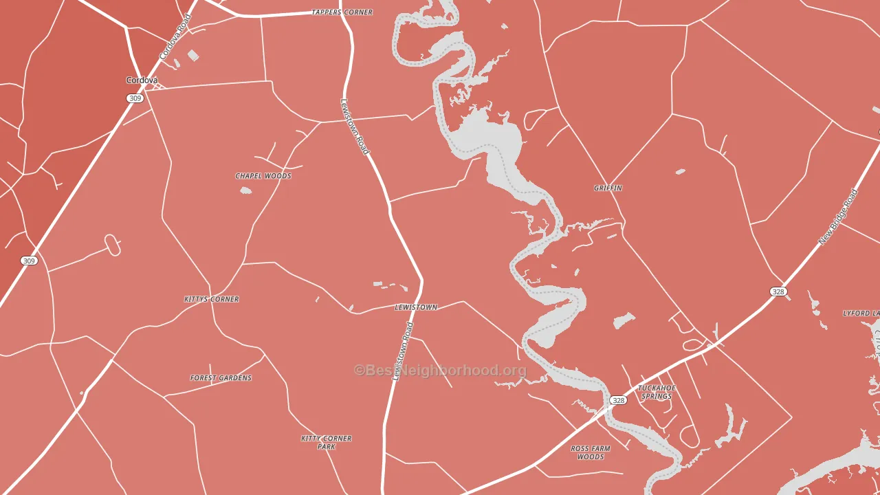 Lewistown, MD block-group political-lean map