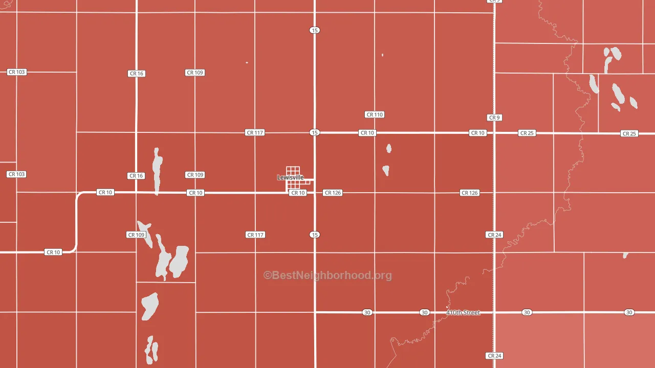 Lewisville, MN block-group political-lean map
