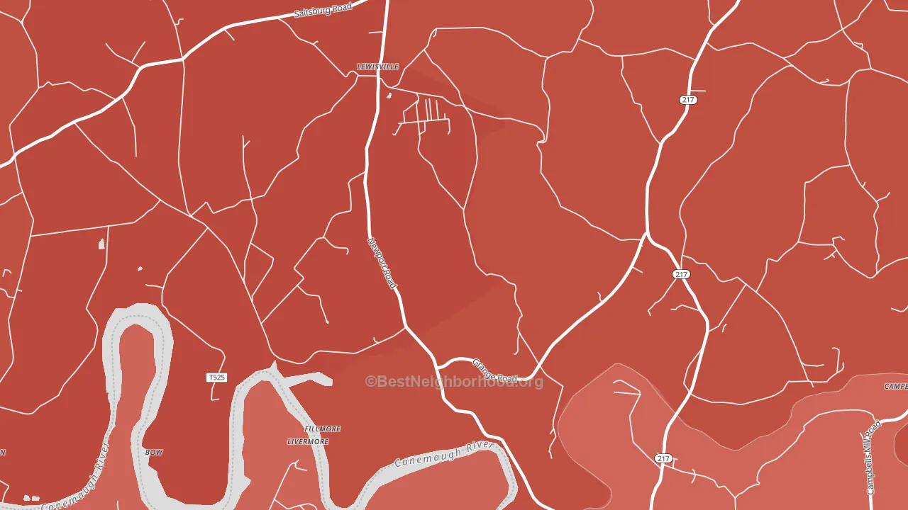 Lewisville, PA block-group political-lean map