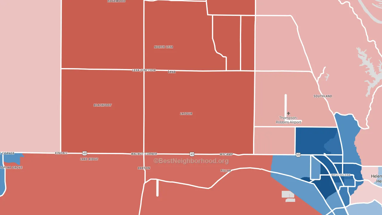 Lexa, AR block-group political-lean map