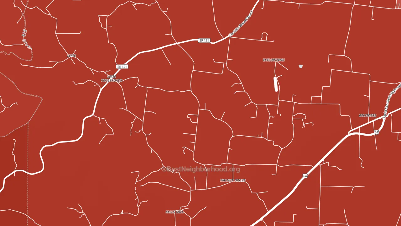 Lexie Crossroads, TN block-group political-lean map