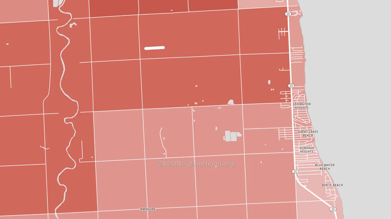 Lexington Heights, MI block-group political-lean map