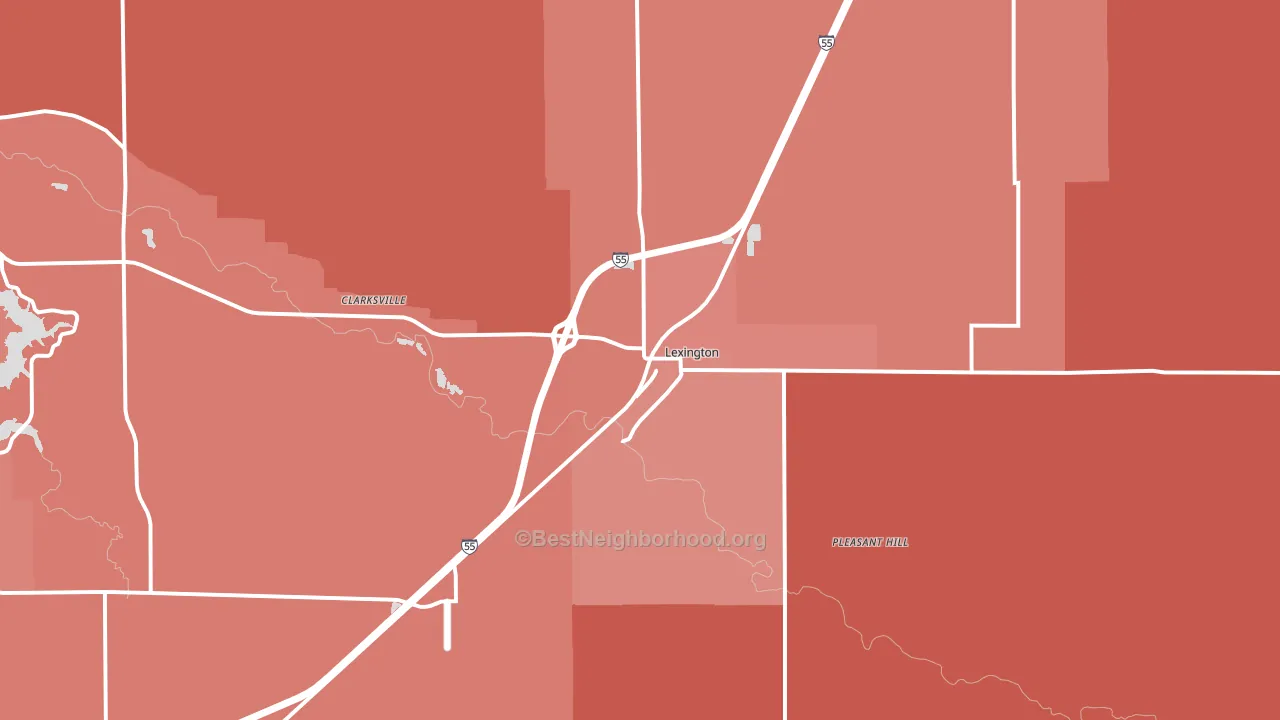 Lexington, IL block-group political-lean map
