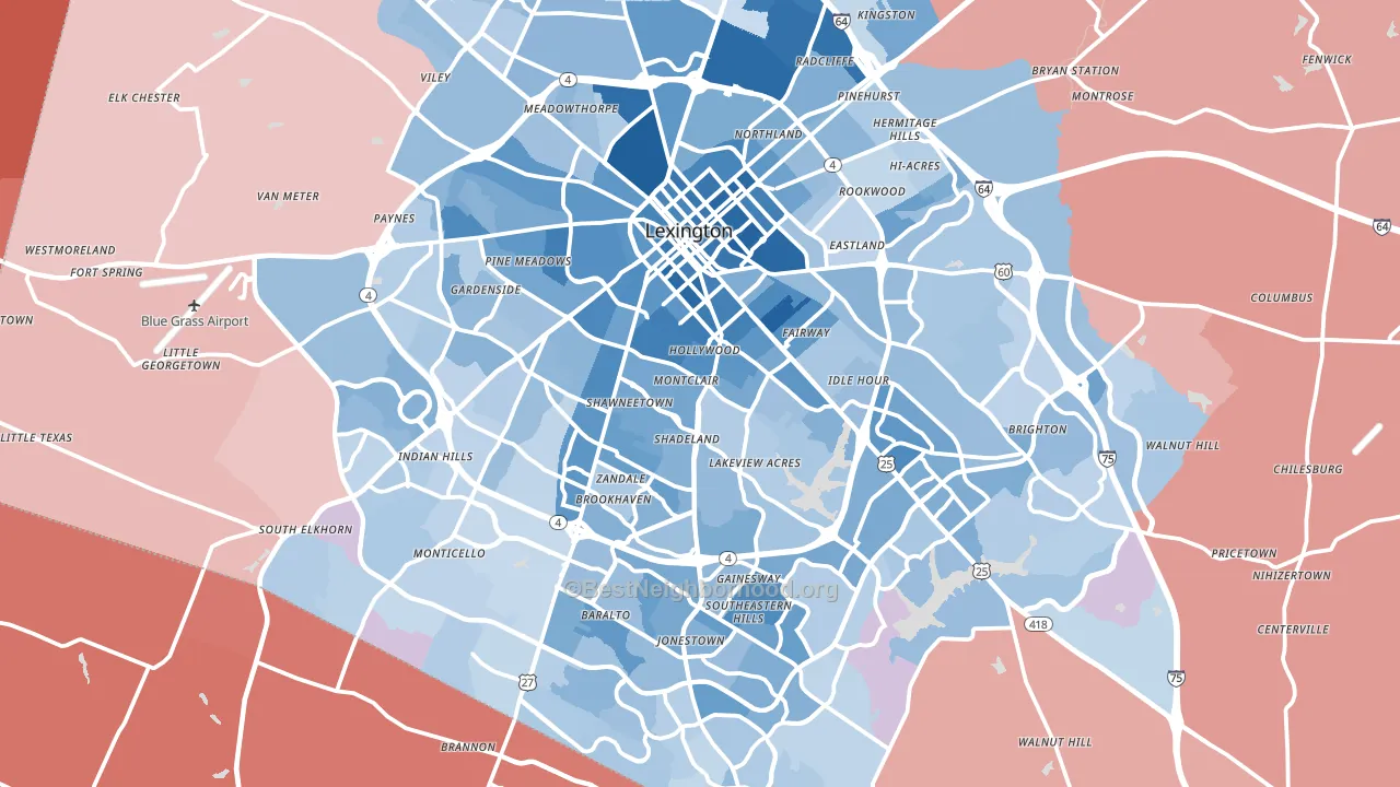 Lexington, KY block-group political-lean map