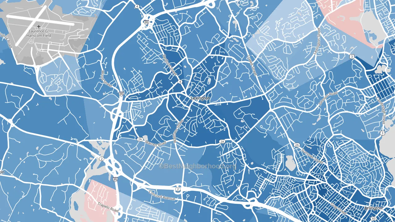 Lexington, MA block-group political-lean map