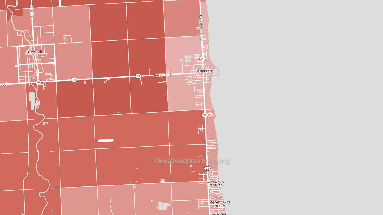 Lexington, MI block-group political-lean map