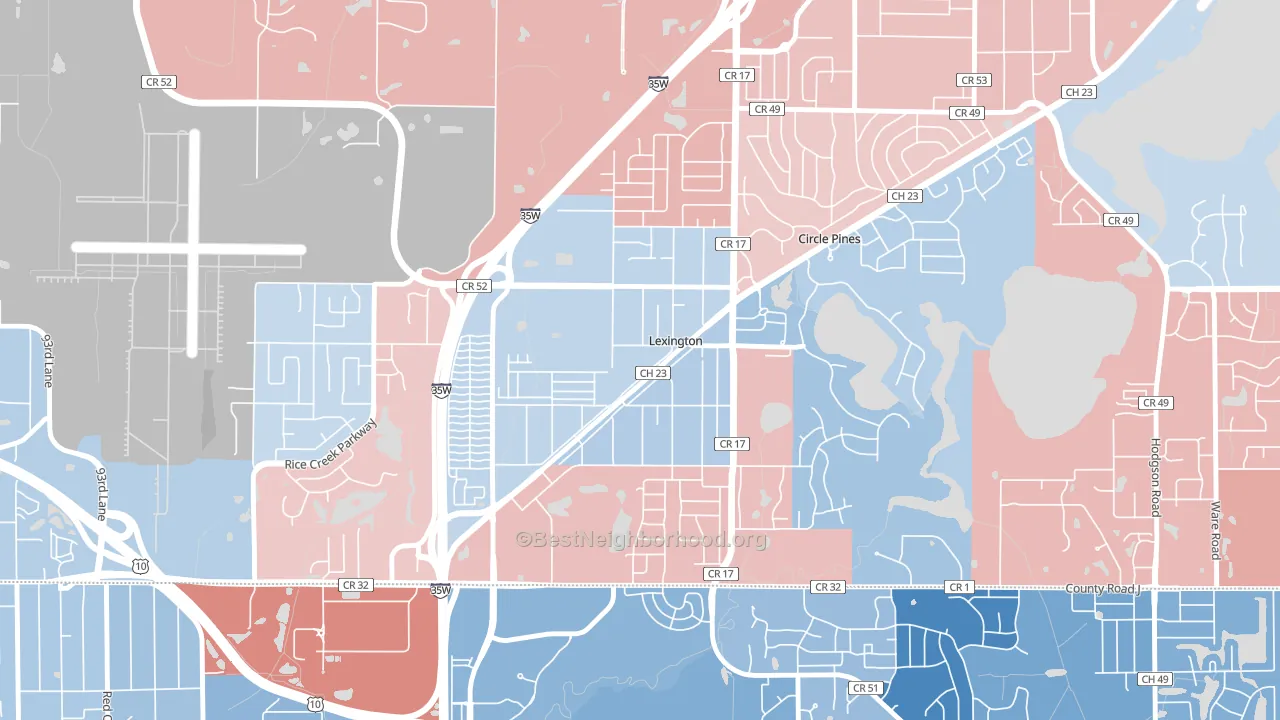 Lexington, MN block-group political-lean map