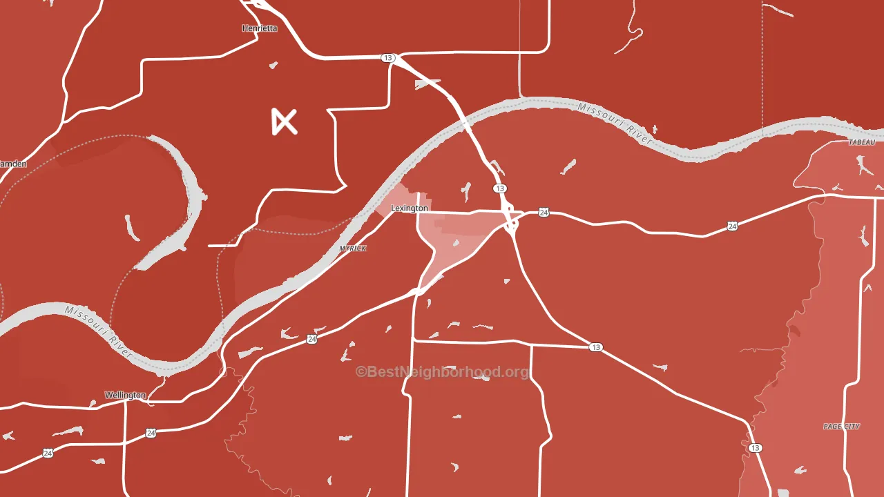 Lexington, MO block-group political-lean map