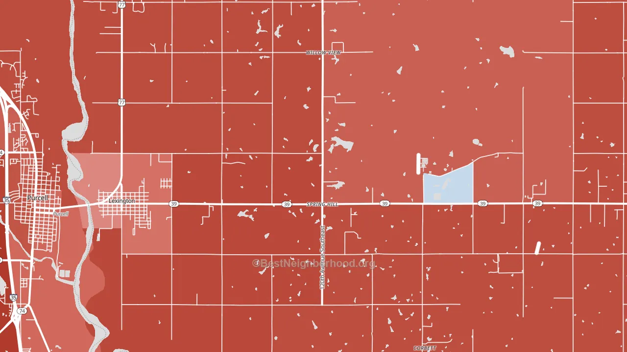 Lexington, OK block-group political-lean map
