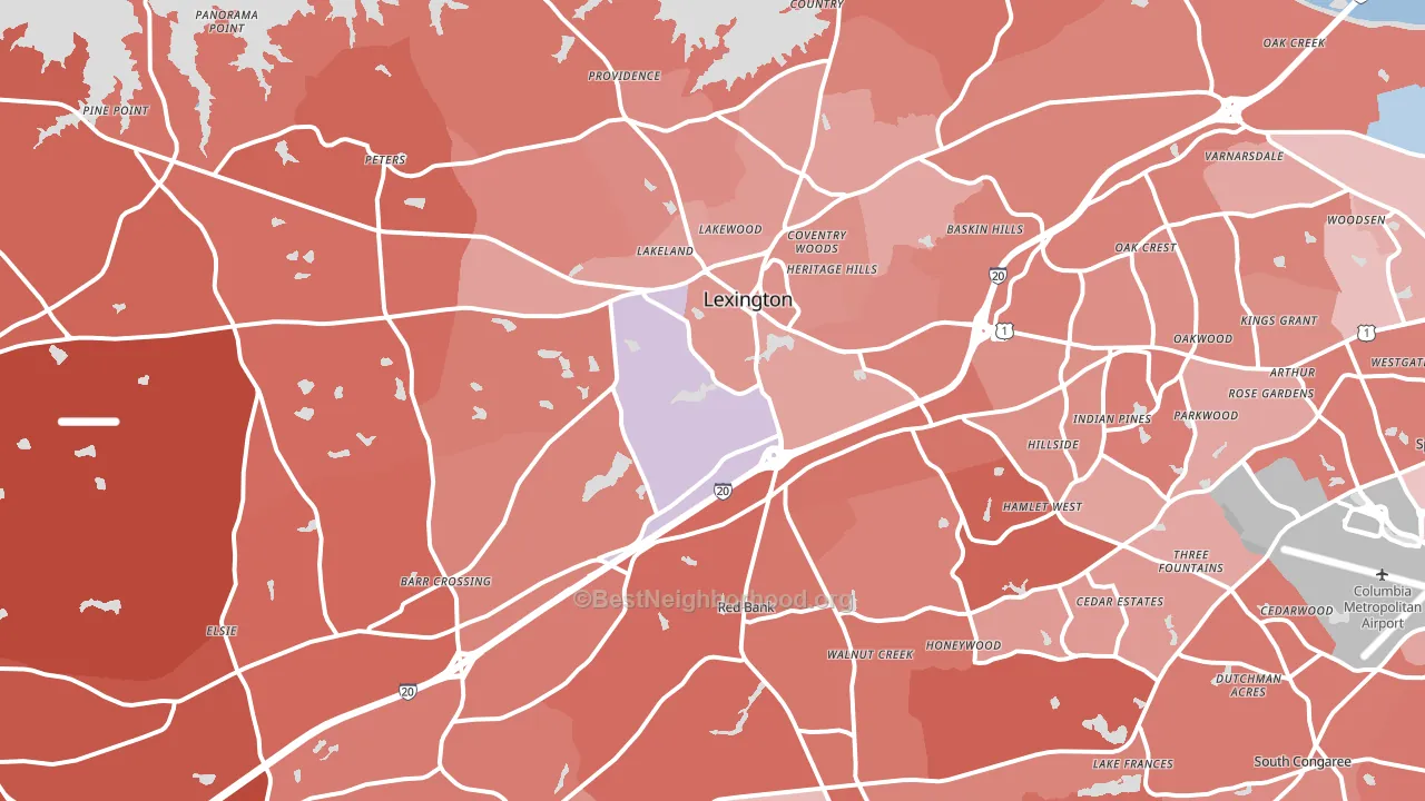 Lexington, SC block-group political-lean map