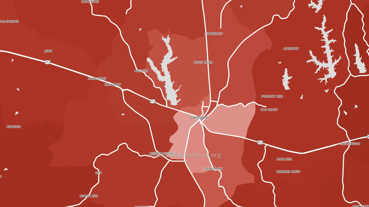 Lexington, TN block-group political-lean map